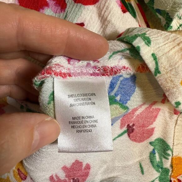 Bobeau Ruffle Sleeve Floral Blouse Lightweight Boho Top Size M - Picture 7 of 7